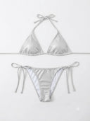 Conjunto de bikini unicolor metalizado - ArmasStyle