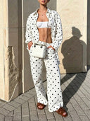 Conjunto de dos piezas camisa y pantalon estampado de lunares - ArmasStyle