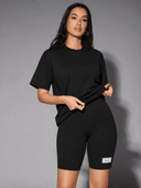 Conjunto de dos piezas de short y franela oversize unicolor - ArmasStyle