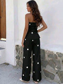 Conjunto de dos piezas top tubo sin tirante y pantalón estampado de lunares - ArmasStyle