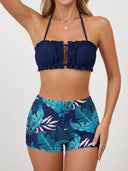 Conjunto de tankini de short estampado floral y fruncido - ArmasStyle