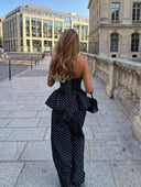 Conjunto de top con cuello en V y pantalones holgados estampado de punto - ArmasStyle
