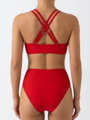 Conjunto de traje de baño unicolor talle alto - ArmasStyle