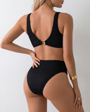 conjunto traje de baño unicolor con aro - ArmasStyle