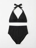 conjunto traje de baño unicolor talle alto - ArmasStyle