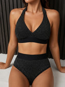 conjunto traje de baño unicolor talle alto - ArmasStyle