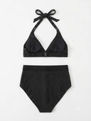 conjunto traje de baño unicolor talle alto - ArmasStyle