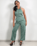 Enterizo elegante de botones y descote trasero - ArmasStyle