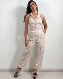 Enterizo elegante de botones y descote trasero - ArmasStyle