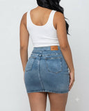 Falda jeans corta con petia cruzada - ArmasStyle