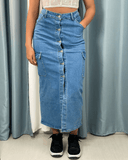 Falda jeans larga tipo cargo - ArmasStyle