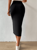 Falda larga unicolor con apertura curve - ArmasStyle