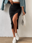 Falda larga unicolor con apertura curve - ArmasStyle