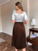 falda plizado unicolor satinada - ArmasStyle