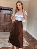 falda plizado unicolor satinada - ArmasStyle