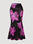 Falda con estampado de flor