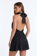 FASHION NOVA Mini vestido de malla Liv con cuello perkins estampado de lunares - ArmasStyle