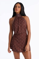 FASHION NOVA Mini vestido de malla Liv con cuello perkins estampado de lunares - ArmasStyle