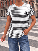 Franela a Rayas con Estampado de Unicornio - Estilo Casual y Fresco - ArmasStyle
