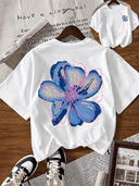 Franela unicolor con diseño de flor grande en la parte trasera - ArmasStyle