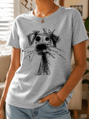 Franela unicolor con diseño en frente de perro - ArmasStyle
