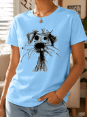 Franela unicolor con diseño en frente de perro - ArmasStyle