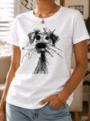 Franela unicolor con diseño en frente de perro - ArmasStyle