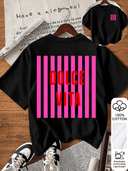 Franela unicolor con diseño grafico grande en la parte trasera de rayas - ArmasStyle