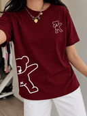 Franela unicolor con diseño impreso de oso - ArmasStyle