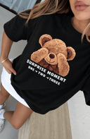 Franela unicolor con diseño impreso de oso en frente - ArmasStyle