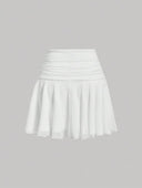 Minifalda blanca con encaje de doble capa - ArmasStyle