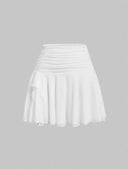 Minifalda blanca con encaje de doble capa - ArmasStyle