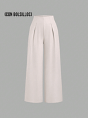 Pantalon ancho casual de mujer con bolsillos - ArmasStyle