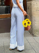 Pantalon casual a rayas con torchon - ArmasStyle