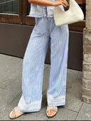 Pantalon casual a rayas con torchon - ArmasStyle