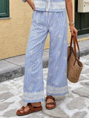 Pantalon casual a rayas con torchon - ArmasStyle