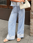 Pantalon casual a rayas con torchon - ArmasStyle