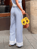 Pantalon casual a rayas con torchon - ArmasStyle