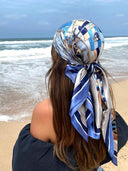 Pañuelo de saten estampado azul tamaño 90*90cm - ArmasStyle