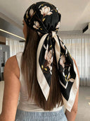 Pañuelo de saten estampado de flores 90*90cm - ArmasStyle