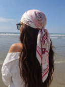 Pañuelo de satén estampado rosa de 90*90cm - ArmasStyle