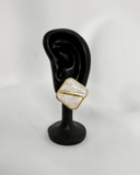 Pendientes de tachuela con diseño cuadrado esmaltado de nácar de acero inoxidable - ArmasStyle