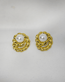 Pendientes de tachuela con diseño de coral y perlas acero inoxidable - ArmasStyle