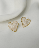 Pendientes de tachuela con diseño de corazon esmaltado de nácar de acero inoxidable - ArmasStyle