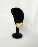 Pendientes de tachuela con diseño de corazon y perla mediano acero inoxidable - ArmasStyle