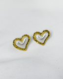 Pendientes de tachuela con diseño de corazon y perla mediano acero inoxidable - ArmasStyle
