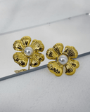 Pendientes de tachuela con diseño de flor de 4 petalos acero inoxidable - ArmasStyle