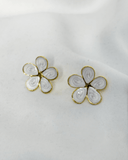 Pendientes de tachuela con diseño de flor esmaltado de nácar de acero inoxidable - ArmasStyle