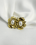 Pendientes de tachuela con diseño de flor y perla acero inoxidable - ArmasStyle
