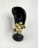 Pendientes de tachuela con diseño de flor y perla pequeña acero inoxidable - ArmasStyle